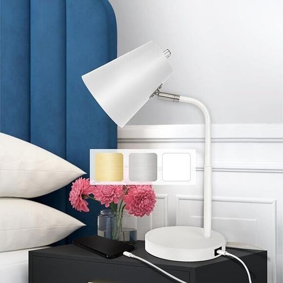 SOHO Desk Lamp w/ USB-C Charging Port 15.5" White | 61125FLW - Picture 1 of 5